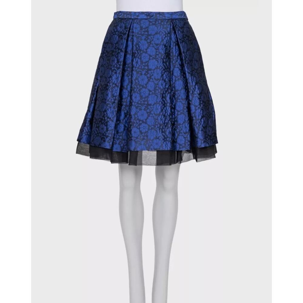Christian Dior Blue Floral Silk Skirt - Sz M (EU 42)